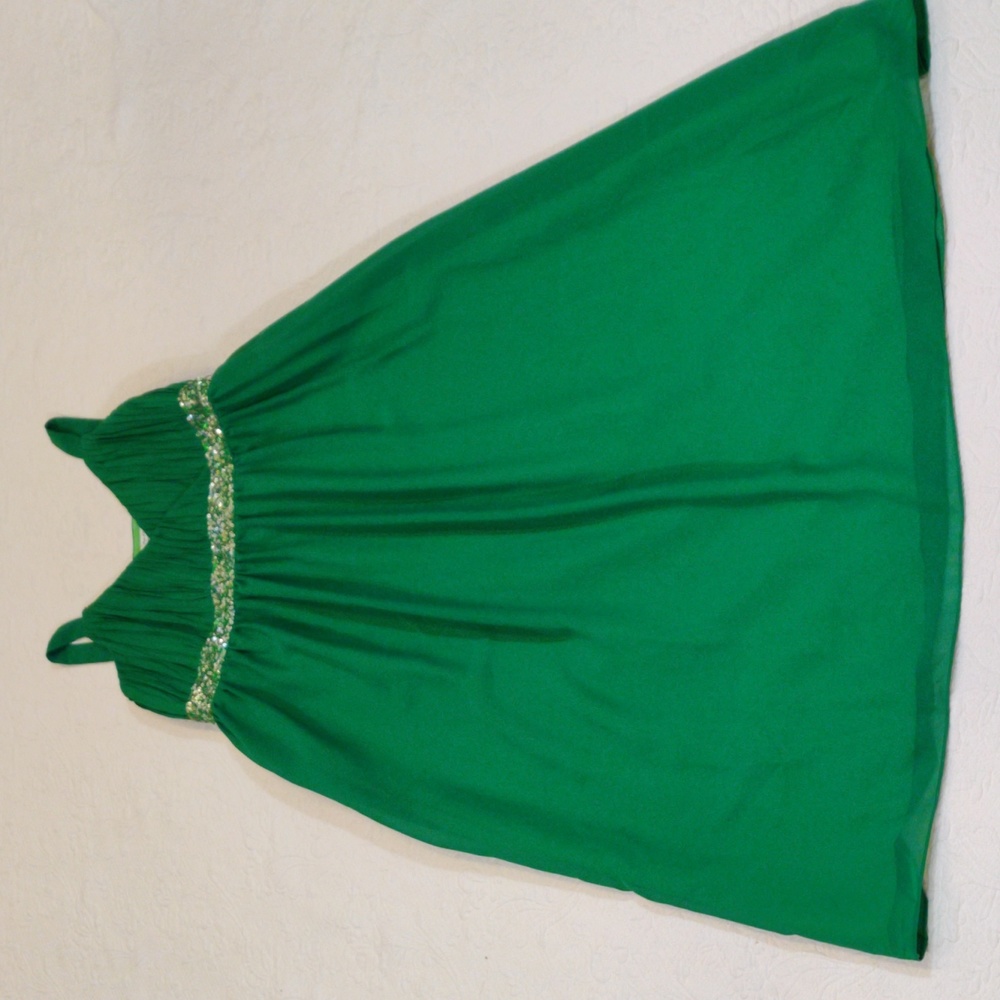 Ulla Popken Chiffon Sequin Empire Waist Sleeveless Evening Party Dress